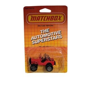 Vintage Matchbox Red Jeep, MB5 Jeep Eagle 4x4 1/64 Automotive Superstars